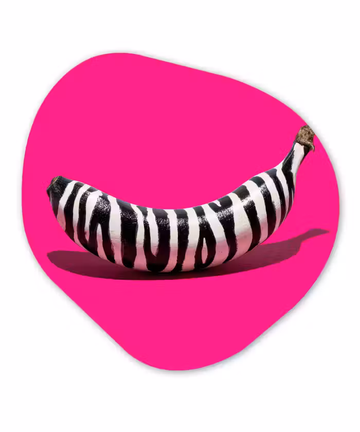 Organisch schilderij forex - Banaan - Zebraprint - Roze