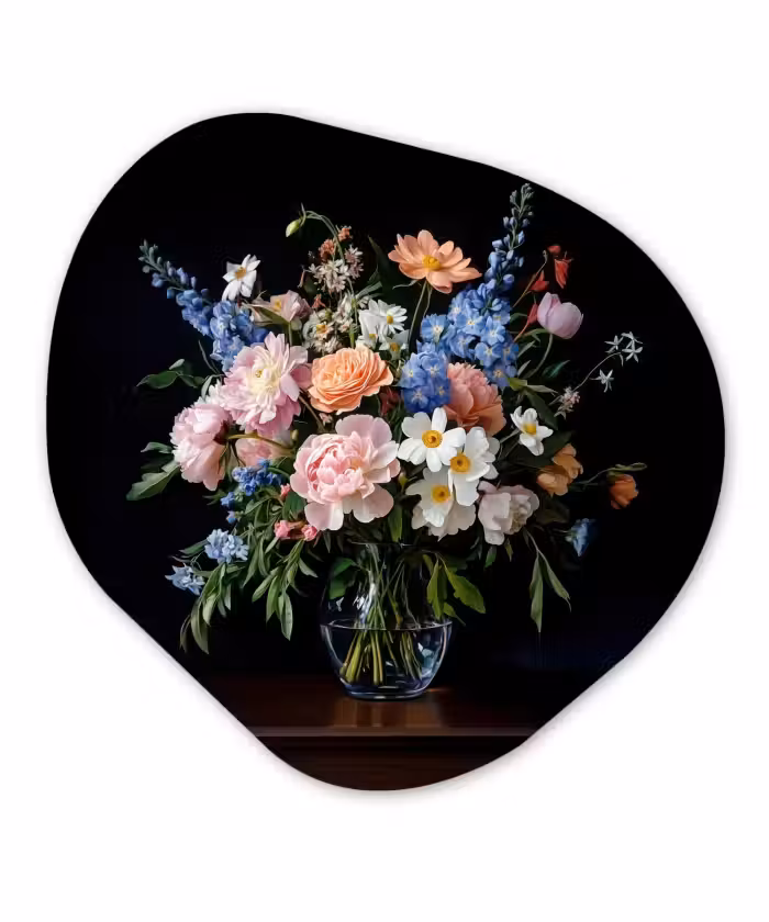 Organisch schilderij forex - Pastel - Bloemen - Glazen - Vaas