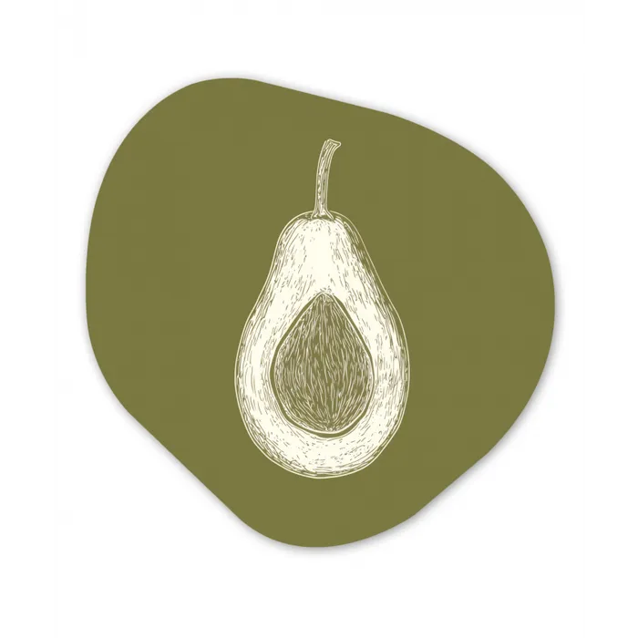 Avocado - Minimalistisch - Illustratie - Groen Wandcirkel Organisch Plexiglas middel -3d