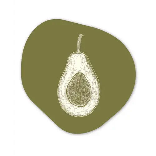 Avocado - Minimalistisch - Illustratie - Groen Wandcirkel Organisch Plexiglas middel -3d