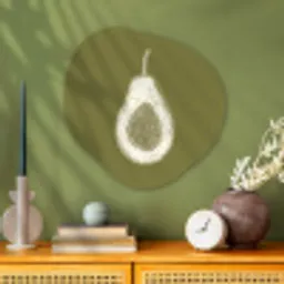 Avocado - Minimalistisch - Illustratie - Groen Wandcirkel Organisch Plexiglas middel -sfeer2
