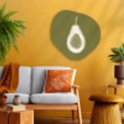 Avocado - Minimalistisch - Illustratie - Groen Wandcirkel Organisch Plexiglas middel -sfeer4