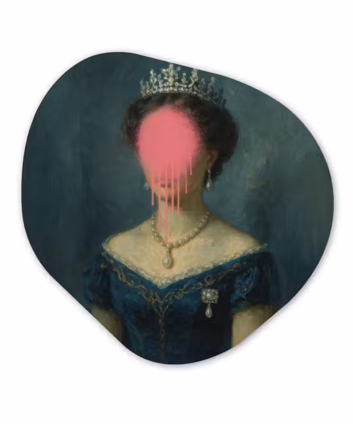 Organisch schilderij glas - Kroon - Roze druipend verf - Portret