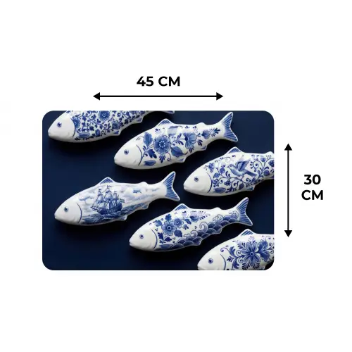 Vissen - Delfts - Blauw - Keramiek Placemat vinyl groot -specs