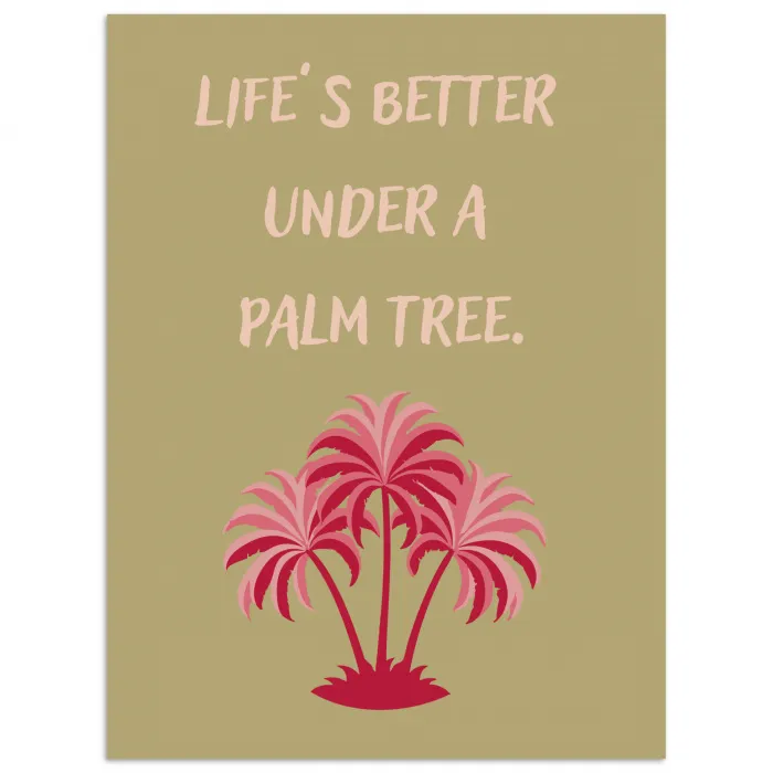 Groen - Zomer - Quote - Palmboom poster papier klein -3d