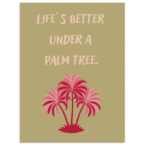 Groen - Zomer - Quote - Palmboom poster papier klein -3d