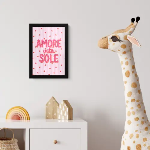 Amore vita sole - Roze - Hartjes fotolijst zwart zonder passe partout klein -usfeer4_kinderkamer