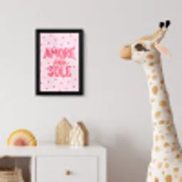 Amore vita sole - Roze - Hartjes fotolijst zwart zonder passe partout klein -usfeer4_kinderkamer