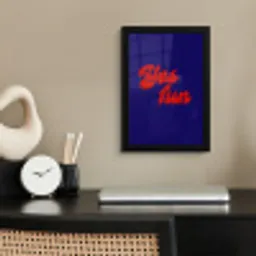 Blauw - Rood - Yes fun - 3D fotolijst zwart zonder passe partout klein -sfeer1