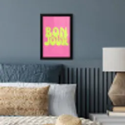 Bonjour - Roze - Fel groen fotolijst zwart zonder passe partout klein -sfeer3