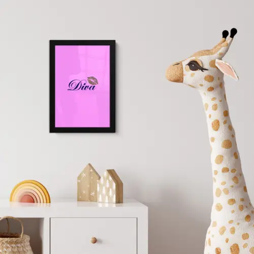 Diva - Lip - Panterprint - Roze fotolijst zwart zonder passe partout klein -usfeer4_kinderkamer
