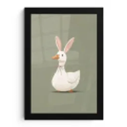 Eend - Konijnoren - Grijs fotolijst zwart zonder passe partout klein -3d