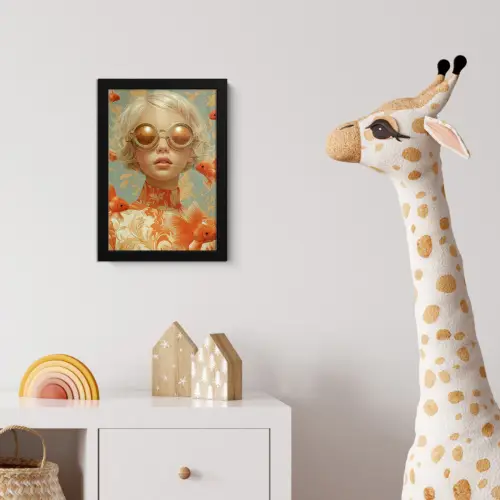 Goudvissen - Oranje - Vrouw - Blond fotolijst zwart zonder passe partout klein -usfeer4_kinderkamer