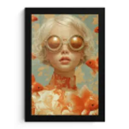 Goudvissen - Oranje - Vrouw - Blond fotolijst zwart zonder passe partout klein -3d