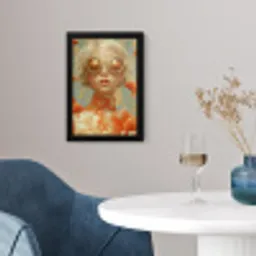 Goudvissen - Oranje - Vrouw - Blond fotolijst zwart zonder passe partout klein -sfeer4