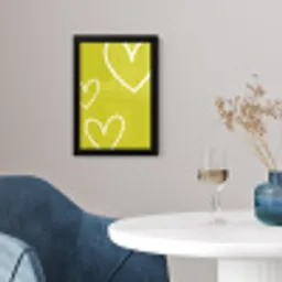 Groen - Hartjes - Wit fotolijst zwart zonder passe partout klein -sfeer4