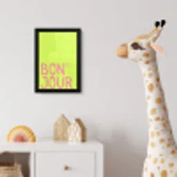 Groen - Smiley - Bonjour - Roze fotolijst zwart zonder passe partout klein -usfeer4_kinderkamer