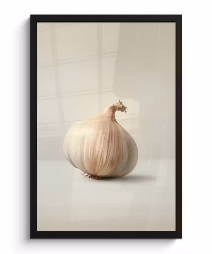 Poster met lijst - Knoflook - Natuurlijk - Beige