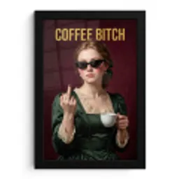 Koffie - Vrouw - Middelvinger fotolijst zwart zonder passe partout klein -3d