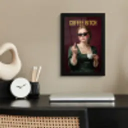 Koffie - Vrouw - Middelvinger fotolijst zwart zonder passe partout klein -sfeer1