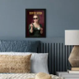 Koffie - Vrouw - Middelvinger fotolijst zwart zonder passe partout klein -sfeer3