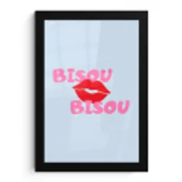 Lippen - Bisou - Blauw fotolijst zwart zonder passe partout klein -3d