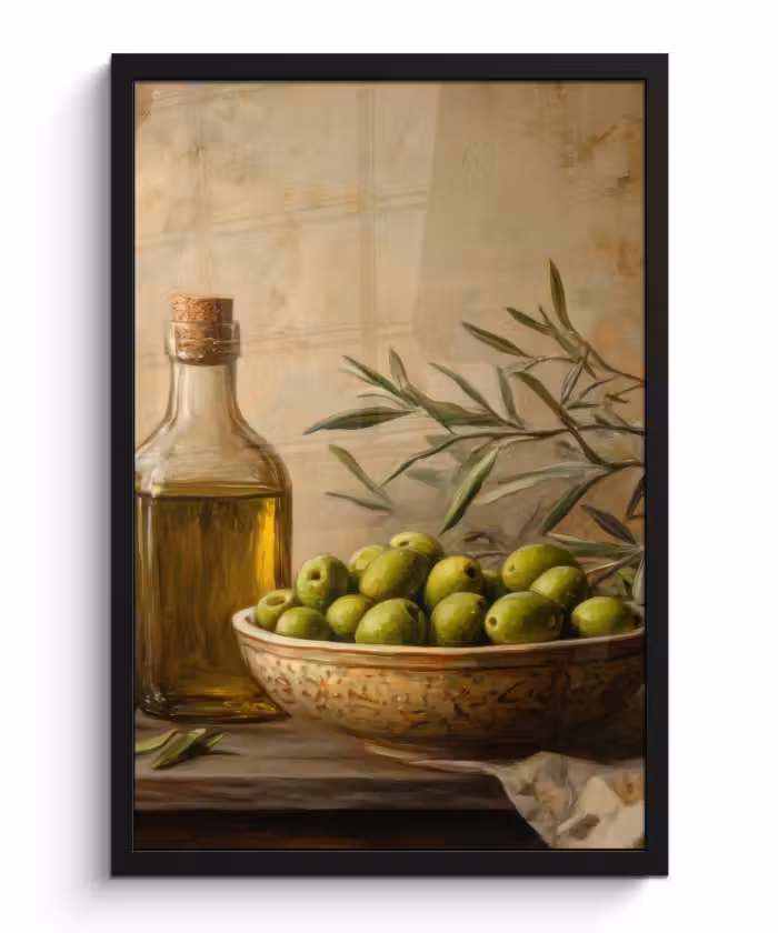 Poster met lijst - Olijven - Stilleven - Vintage