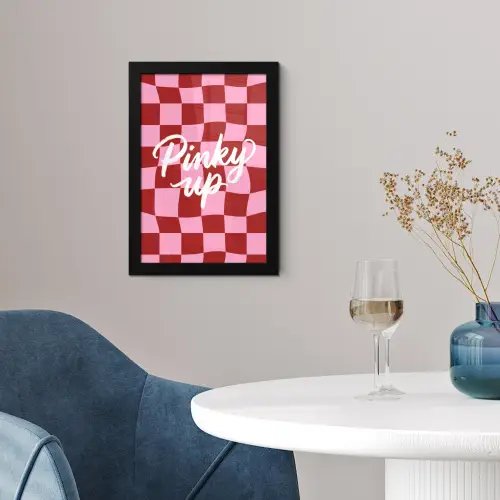 Pinky up - Geblokt - Bordeauxrood fotolijst zwart zonder passe partout klein -sfeer4