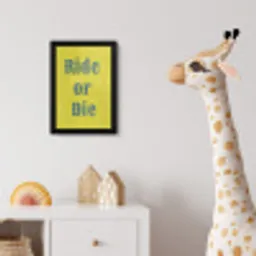Ride or die - Geel - Blauw fotolijst zwart zonder passe partout klein -usfeer4_kinderkamer