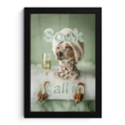 Soak it all in - Hond - Bad fotolijst zwart zonder passe partout klein -3d