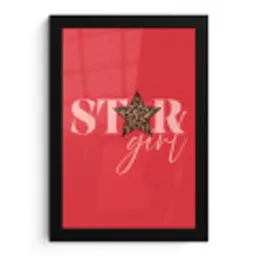 Star girl - Rood - Panter - Ster fotolijst zwart zonder passe partout klein -3d