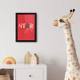 Star girl - Rood - Panter - Ster fotolijst zwart zonder passe partout klein -usfeer4_kinderkamer