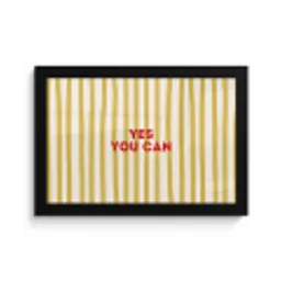 Strepen - Abstract - Yes you can - Rood fotolijst zwart zonder passe partout klein -3d