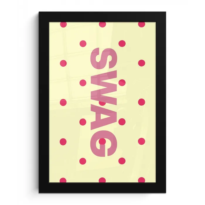 Swag - Roze - Stippen - Geel fotolijst zwart zonder passe partout klein -3d