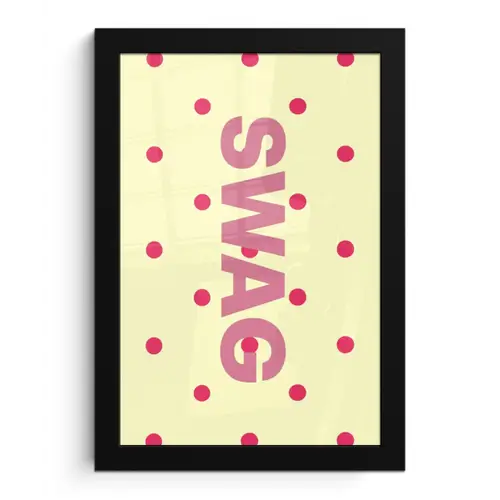 Swag - Roze - Stippen - Geel fotolijst zwart zonder passe partout klein -3d