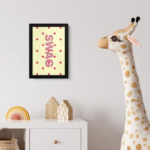 Swag - Roze - Stippen - Geel fotolijst zwart zonder passe partout klein -usfeer4_kinderkamer