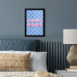 Sweet dreams - Vierkanten - Roze - Blauw fotolijst zwart zonder passe partout klein -sfeer3