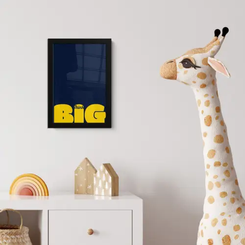 Think big - Blauw - Geel fotolijst zwart zonder passe partout klein -usfeer4_kinderkamer