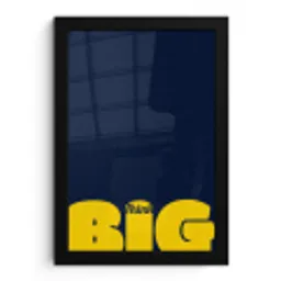 Think big - Blauw - Geel fotolijst zwart zonder passe partout klein -3d