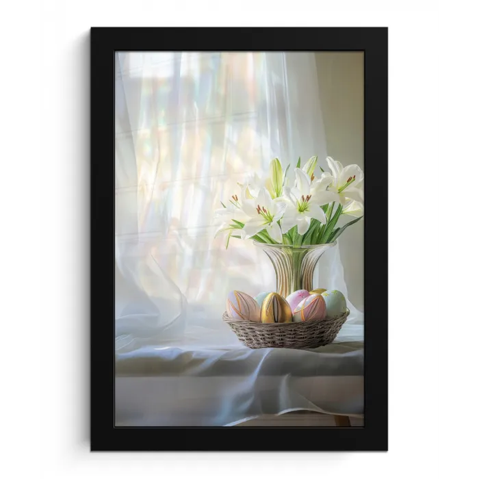 Vaas - Eieren - Bloemen fotolijst zwart zonder passe partout klein -3d