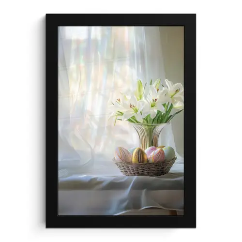 Vaas - Eieren - Bloemen fotolijst zwart zonder passe partout klein -3d