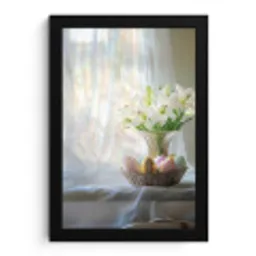 Vaas - Eieren - Bloemen fotolijst zwart zonder passe partout klein -3d