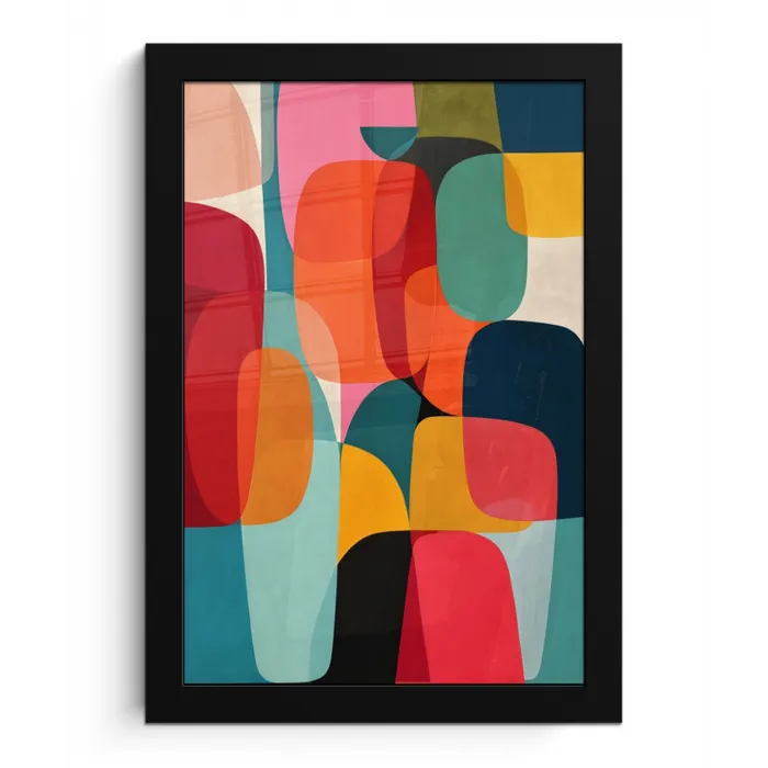 Vormen - Kleurrijk - Abstract - Vlakken fotolijst zwart zonder passe partout klein -3d