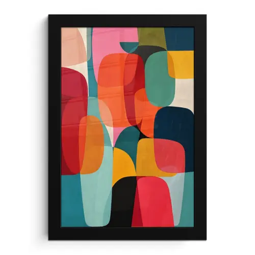 Vormen - Kleurrijk - Abstract - Vlakken fotolijst zwart zonder passe partout klein -3d