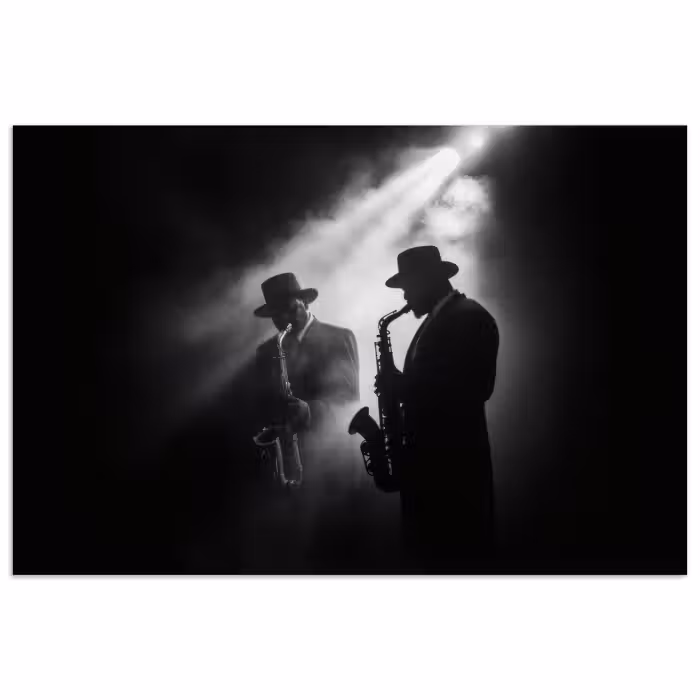 Poster - Saxofonisten - Hoeden - Rook - Licht