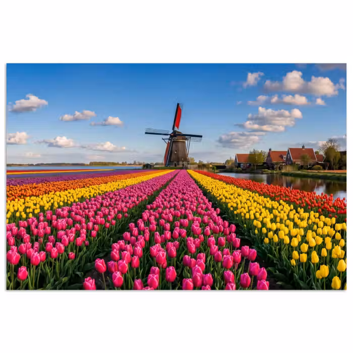 Poster - Tulpen - Holland - Molen - Kleurrijk