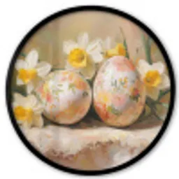 Bloemen - Eieren - Geschilderd Fotolijst rond zonder passe partout klein -3d