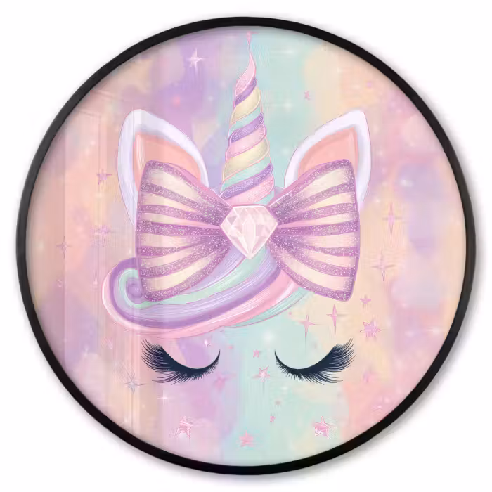 Ronde fotolijst - Eenhoorn - Glitters - Regenboog - Pastel