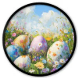 Grasveld - Eieren - Bloemen Fotolijst rond zonder passe partout klein -3d