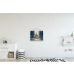 Kerstlicht - Woud - Hert - Donker textielposter latten blank klein -kinderkamer